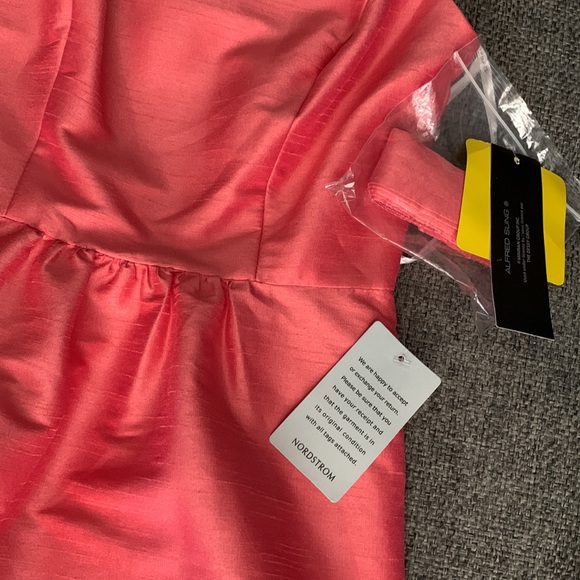 Alfred Sung cap sleeves papaya color style D568 dress - Picture 7 of 9